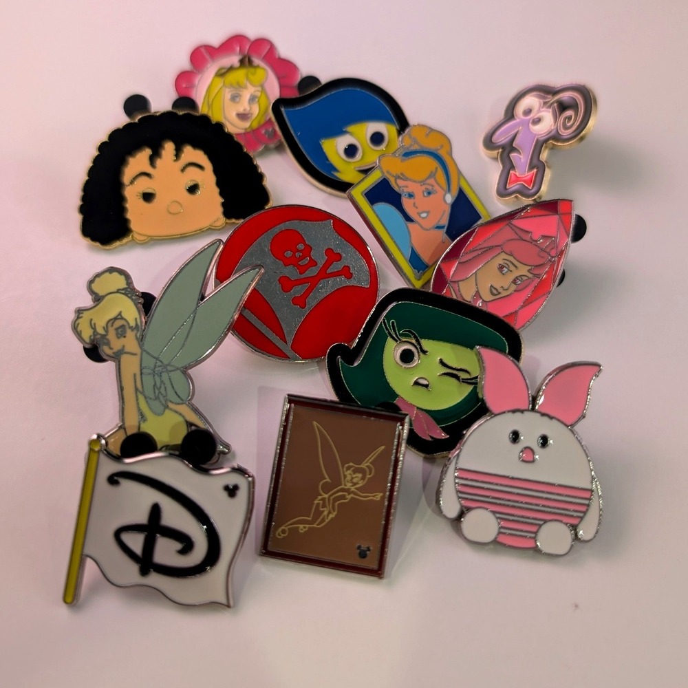 Disney Trading Pin Lot 11pc Tinker Bell Inside Out Princess Hidden Mickey Enamel